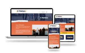 cdt portfolio it matters website mockup on a laptop ipad and phone
